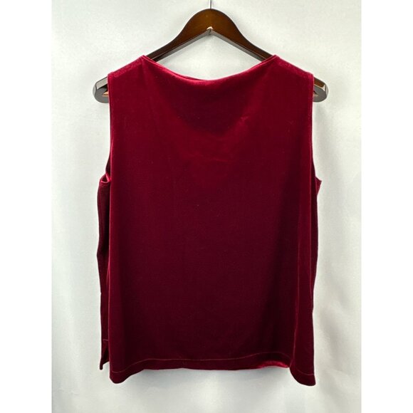 Women’s Chico’s 2XL Cherry Red Velvet Sleeveless Blouse - Picture 3 of 4